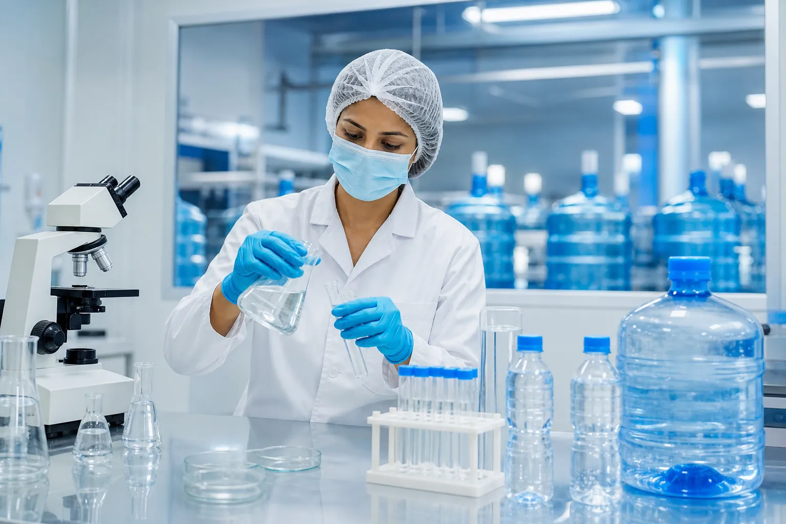 Water quality testing module in mineral water plant ERP