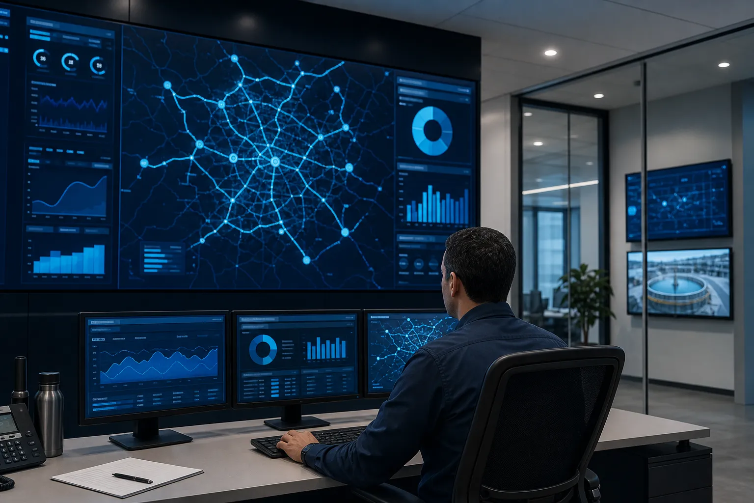 WMS dashboard control room for water distribution management